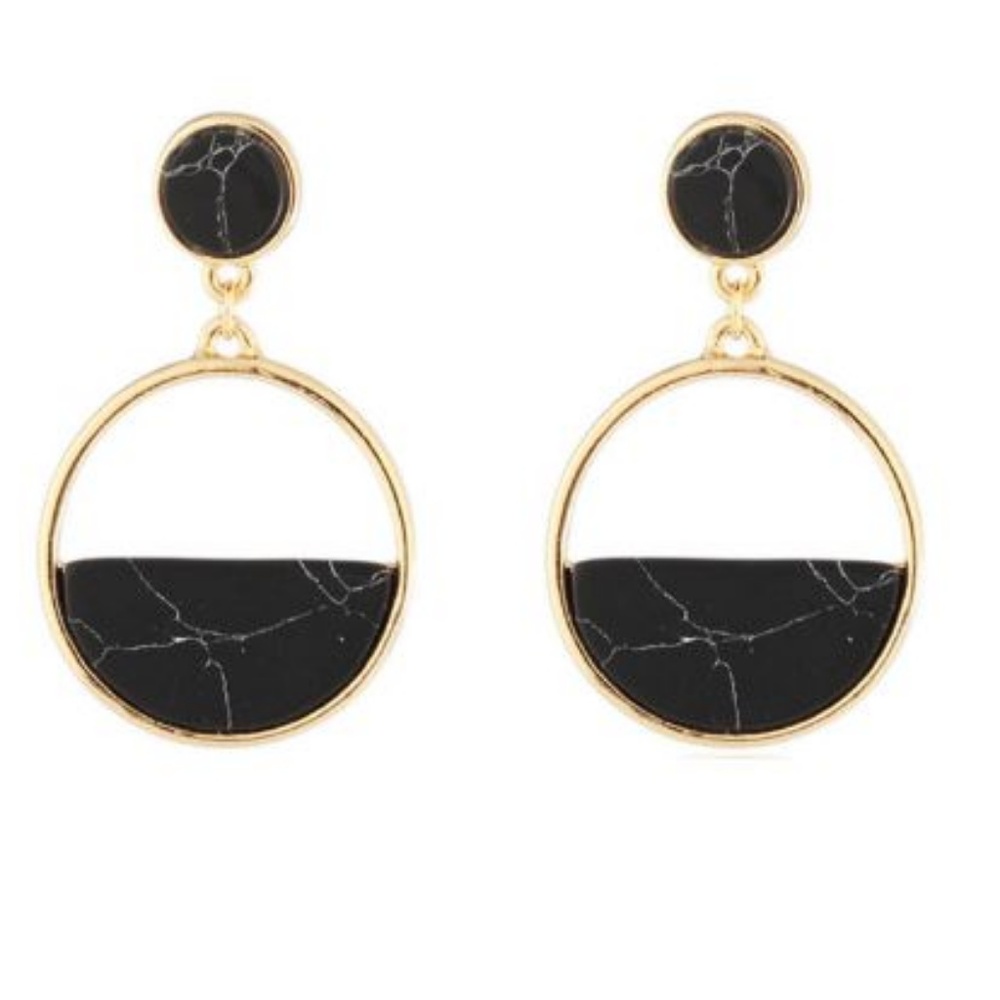 3 For $20/ Half Circle Marble Pendant Earring - Picture 4 of 4